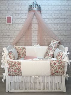 Комплект в кроватку Розовые цветы 11 предметов Marele
