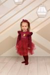 Купить Боди-платье с повязкой Little Princess бордовое - Цена 1700 руб.