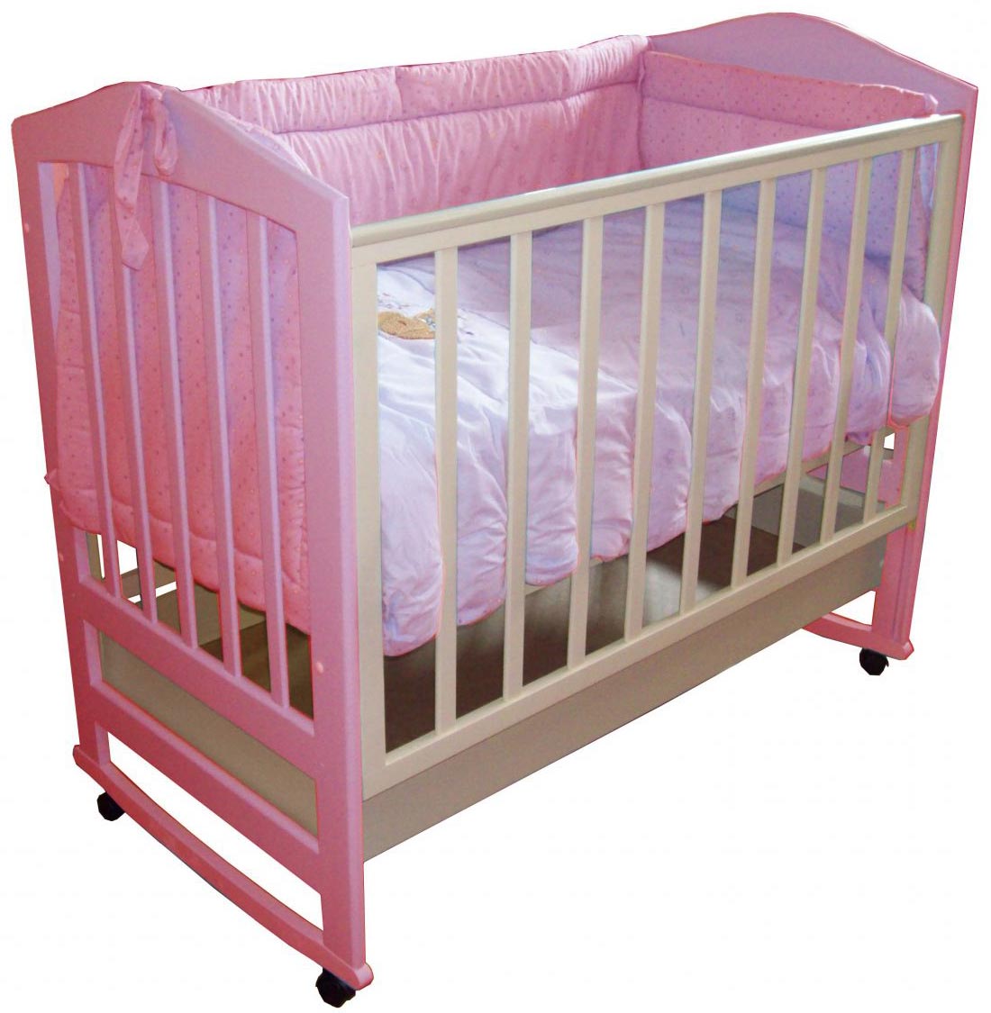 Розовая детская кроватка для девочки Аленка