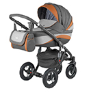 Детская коляска Adamex Barletta New 2 в 1 универсальная цвет B1 серый, светло-серый и оранжевый