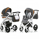 Детская коляска Adamex Barletta New 2 в 1 универсальная цвет B24 серый, белый и оранжевый