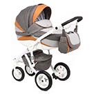 Детская коляска Adamex Barletta New 3 в 1 универсальная цвет B31 серый, серый принт, оранжевый