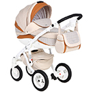 Детская коляска Adamex Barletta New 3 в 1 универсальная цвет B53 светло-бежевый и кожа карамель