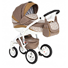 Детская коляска Adamex Barletta New 3 в 1 универсальная цвет B63 коричневый, темно-бежевый и принт птички