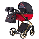 Детская коляска Adamex Chantal Special Edition 3 в 1 цвет C3A чёрный с красным с золотой рамой