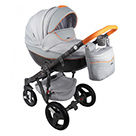 Детская коляска Adamex Monte Carbon 2 в 1 цвет D09 серый, темно-серый и оранжевый