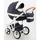 Детская коляска Adamex Monte Carbon 3 в 1 цвет D29 темно-синий, белый и карамель