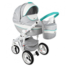Детская коляска Adamex Monte Carbon 3 в 1 цвет D30 серый, белый и мятный