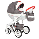 Детская коляска Adamex Monte Carbon 3 в 1 цвет D31 серый, белый и красный