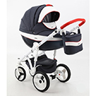 Детская коляска Adamex Monte Carbon 3 в 1 цвет D32 темно-синий, белый и красный