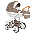 Детская коляска Adamex Monte Carbon 3 в 1 цвет D34 коричневый, белый и карамель
