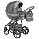 Детская коляска Adamex Monte Carbon 3 в 1 цвет D38 темно-серый и серый принт