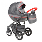 Детская коляска Adamex Monte Carbon 2 в 1 цвет D44 серый, принт и красный