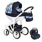 Детская коляска Adamex Monte Carbon 3 в 1 цвет D49 синий, синяя кожа и принт