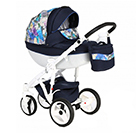 Детская коляска Adamex Monte Carbon 2 в 1 цвет D49 синий, синяя кожа и принт
