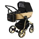 Детская коляска Adamex Reggio Special Edition 3 в 1 цвет Y828 кожа золотая и графит, рама золото