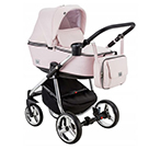 Детская коляска Adamex Reggio Special Edition 3 в 1 цвет Y850 кожа светло-розовая и розовый, рама серебро
