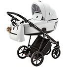 Детская коляска 2 в 1 Adamex Belissa цвет PS36 светло-серый и серебряная экокожа