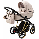 Детская коляска 2 в 1 Adamex Belissa Special Edition цвет PS560 светло-бежевый и светло-бежевая экокожа, рама золото