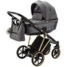 Детская коляска 2 в 1 Adamex Belissa Special Edition цвет PS562 темно-серый и экокожа графит, рама золото