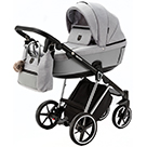 Детская коляска 2 в 1 Adamex Belissa Special Edition цвет PS586 светло-серый и светло-серая экокожа, рама хром
