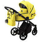 Детская коляска 2 в 1 Adamex Porto Deluxe цвет PO-SA22 жёлтая экокожа
