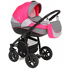 Детская коляска Adamex Neonex 2 в 1 цвет TIP26C тёмно-серый, розовый и светло-серый, чёрная рама