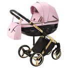 Детская коляска 3 в 1 Adamex Chantal SE Deluxe цвет C112 Розовая кожа/рама золото