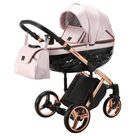 Детская коляска 3 в 1 Adamex Chantal SE Deluxe цвет C118 Розовая кожа/рама розовое золото