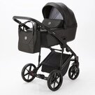 Детская коляска 2 в 1 Adamex Mobi Air цвет M-PS47 Чёрный+золото блёстки+чёрная кожа