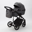 Детская коляска 2 в 1 Adamex Mobi Air цвет M-PS108 Тёмно-серый+тёмно-серая кожа