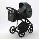 Детская коляска 2 в 1 Adamex Mobi Air Deluxe цвет M-SD7 Тёмно-зелёная перламутровая+чёрная кожа