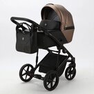 Детская коляска 2 в 1 Adamex Mobi Air Deluxe цвет M-SD11 Тёмно-бежевый перламутровый+чёрная кожа