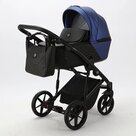 Детская коляска 2 в 1 Adamex Mobi Air Deluxe цвет M-SD13 Синий перламутровый+чёрная кожа