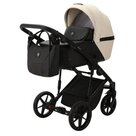 Детская коляска 2 в 1 Adamex Mobi Air Deluxe цвет M-SD23 Светло-бежевый+чёрная кожа