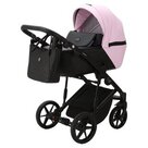 Детская коляска 2 в 1 Adamex Mobi Air Deluxe цвет M-SD27 Розовый зефир+чёрная кожа