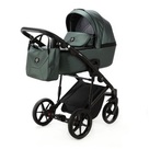 Детская коляска 3 в 1 Adamex Mobi Air Deluxe цвет M-SM15 тёмно-зелёная перламутровая кожа