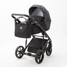 Детская коляска 2 в 1 Adamex Mobi Air Flowers цвет M-DW7 Чёрный+орнамент