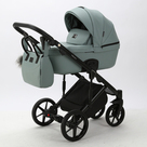 Детская коляска Adamex Lumi Air Deluxe 3 в 1 цвет L-SA20 Серо-зелёная кожа