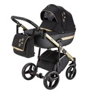 Детская коляска Adamex Cortina Special Edition 3 в 1 цвет CT-400 Чёрный/чёрная кожа/рама золото