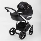 Детская коляска Adamex Cortina Special Edition 2 в 1 цвет CT-401 Чёрный/чёрная кожа/рама серебро