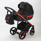 Детская коляска Adamex Cortina Special Edition 2 в 1 цвет CT-403 Чёрный/чёрная кожа/рама красная