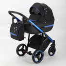 Детская коляска Adamex Cortina Special Edition 2 в 1 цвет CT-404 Чёрный/чёрная кожа/рама синяя