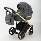 Детская коляска Adamex Cortina Special Edition 2 в 1 цвет CT-462 Серый с блёстками/серая кожа/рама золото