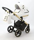 Детская коляска Adamex Cortina Special Edition Deluxe 3 в 1 цвет CT-300 Белая кожа/рама золото