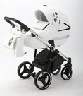 Детская коляска Adamex Cortina Special Edition Deluxe 2 в 1 цвет CT-301 Белая кожа/рама хром