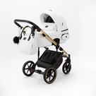 Детская коляска Adamex Lumi Air Special Edition Deluxe 2 в 1 цвет L-SA500 Белая кожа/рама золото