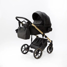 Детская коляска Adamex Lumi Air Special Edition Deluxe 3 в 1 цвет L-SA503 Чёрная кожа/рама золото