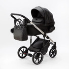 Детская коляска Adamex Lumi Air Special Edition Deluxe 3 в 1 цвет L-SA504 Чёрная кожа/рама серебро