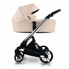 Детская коляска 2 в 1 ibebe i-Stop Leather с электронным тормозом цвет IS18 Beige/Chrome Бежевая кожа/рама хром